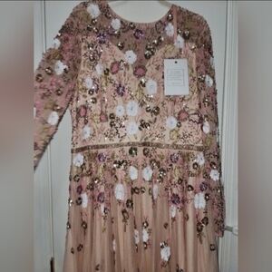 Mac Duggal 5716 Long Sleeve Floral Beadwork Dress